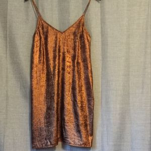 A New Day Copper Metalic Slip Dress Sexy Fun NWT size S